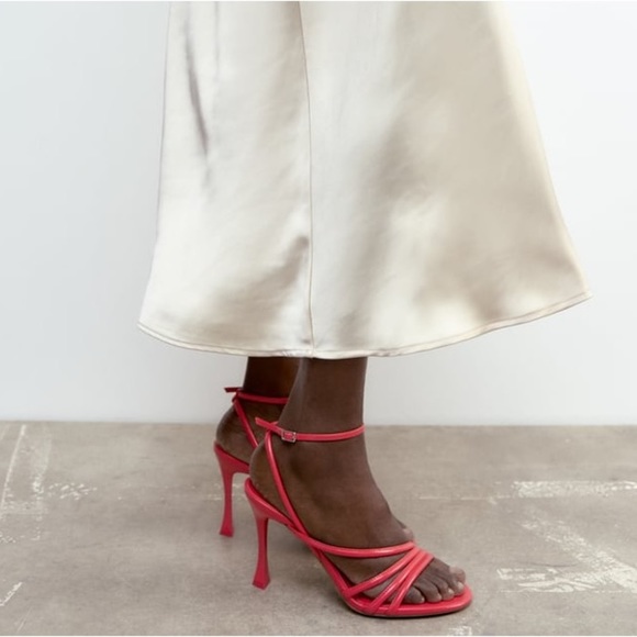 NWT. Zara Coral High Heeled Strap Sandals. Size 6, 10. - Picture 7 of 12